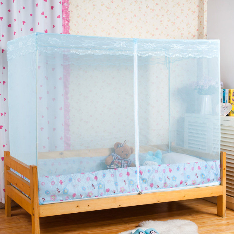 定做学生儿童小孩宝宝床方顶x婴儿蚊帐带支架订做拉链超大蚊帐定