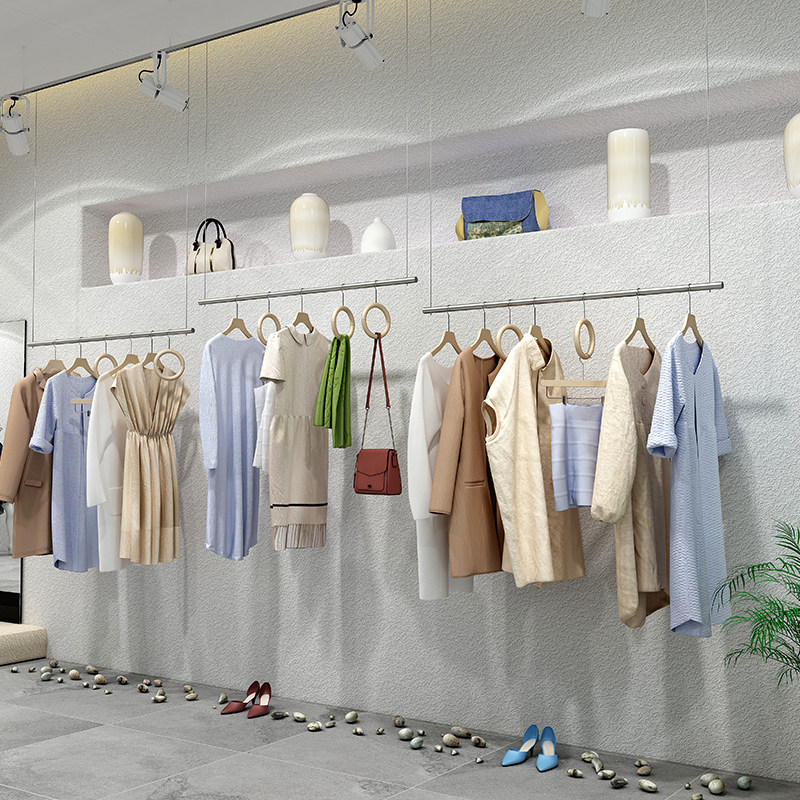 男女服装店挂衣杆k悬挂式吊顶吊杆不锈钢展示架衣架货架上墙吊架