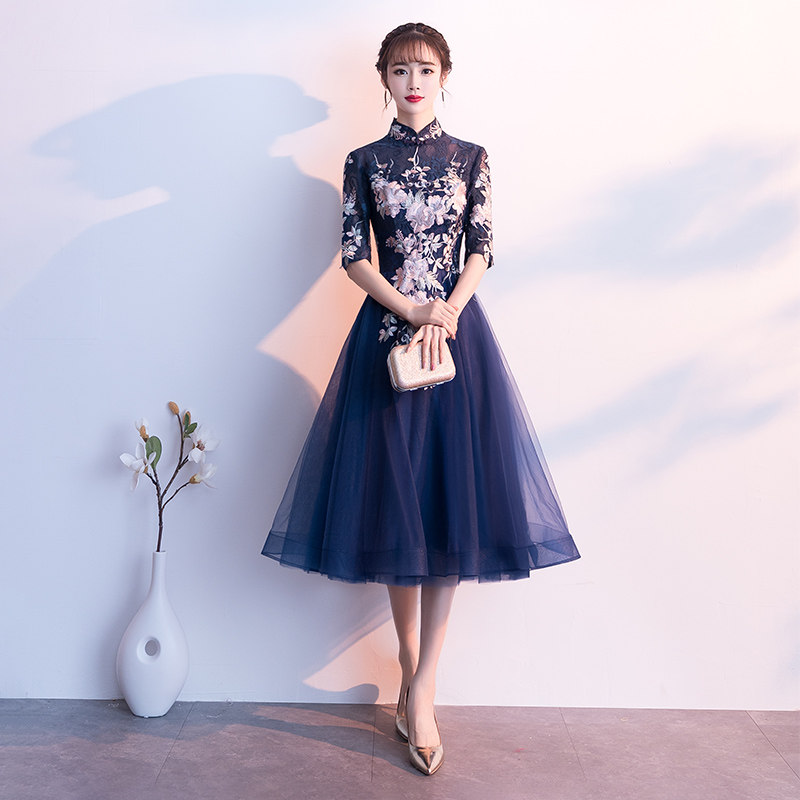 年会晚礼服女2021新款旗袍小个子高贵宴会气质平时可穿演出服中式