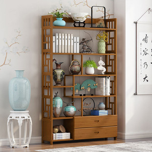 上新博古架实木中式书架置物架古董架多宝阁茶叶架茶具柜。