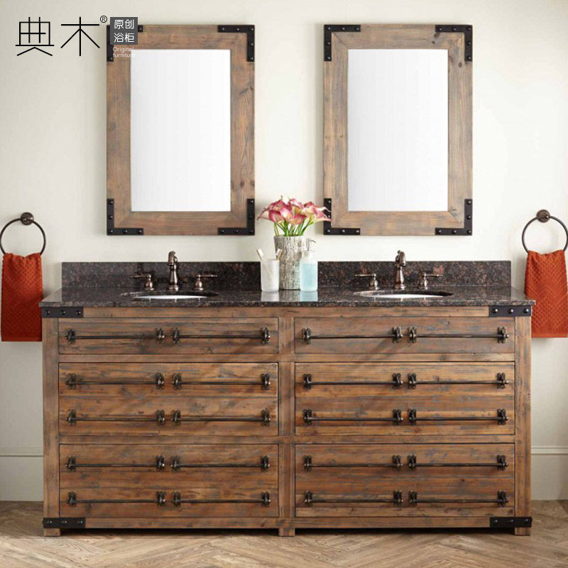 日式侘寂风浴室柜工业风民宿卫生间洗手盆美式乡村别墅卫浴柜定制,家装主材,浴室柜组合,淘宝优惠券,粉丝福利购,淘宝优惠卷