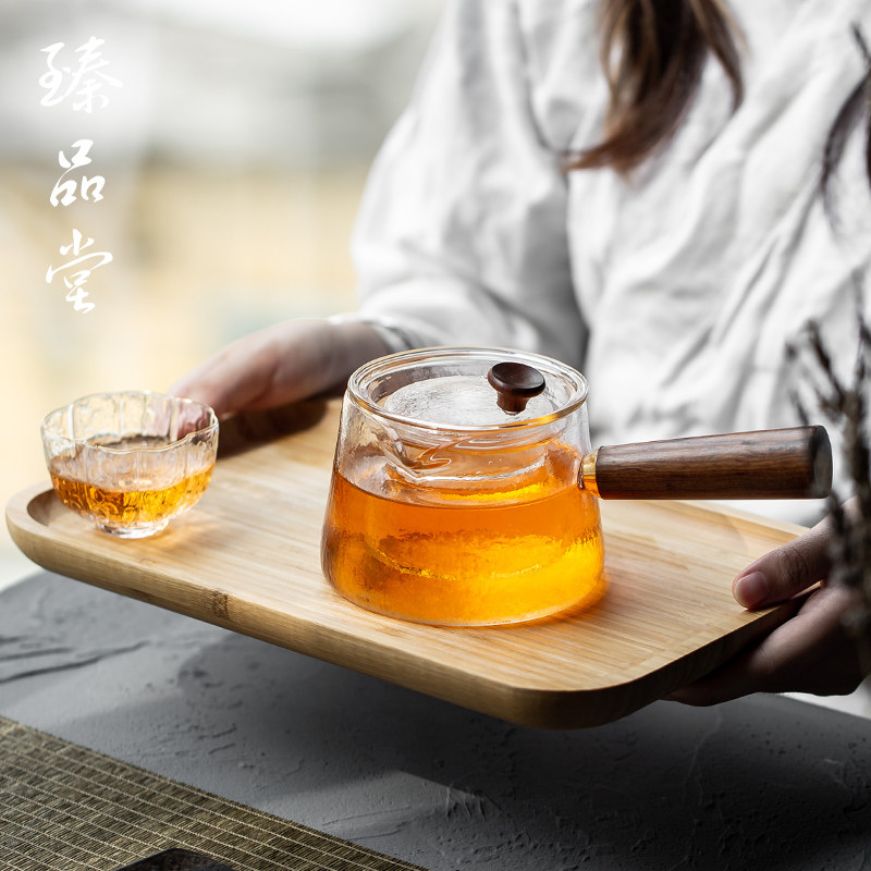 加厚耐热玻璃蒸茶壶带内胆过锤纹煮茶器黑茶侧把泡茶壶功夫茶具