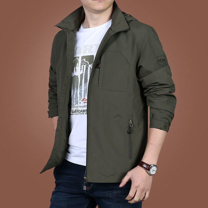 休闲夹克男士外套春秋薄款上衣中年男装2021新款衣服男春季冲锋衣