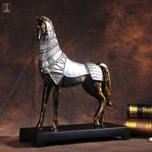 欧式软装工艺品复古战马摆件创意家居装饰开业礼品电视柜书房摆设