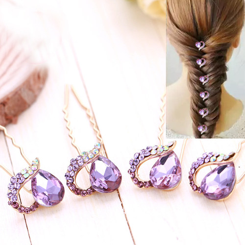 日韩发饰u型夹盘发发插小发籫水钻插针发卡子水晶发夹编发头饰品