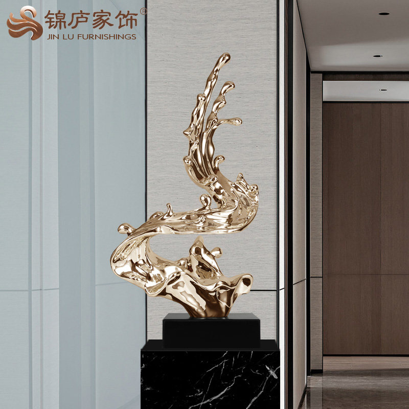 现代大型抽象仿琉璃摆件酒店大堂雕塑艺术过道样板房落Z地玄关摆