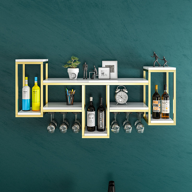 北欧铁艺实木酒架壁挂红酒架轻奢酒柜墙上展示架置物架金色酒杯架,住宅家具,酒架,淘宝优惠券,粉丝福利购,淘宝优惠卷