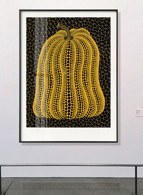 波点南瓜草间弥生现代轻奢抽象玄关客厅装饰画橙色挂画样板间创意