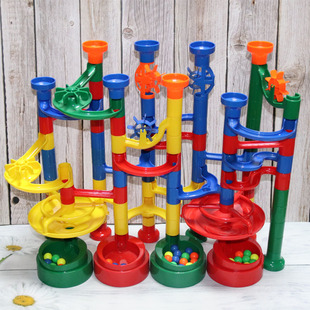 水道渠成轨道滚珠积木大颗粒拼插管道式儿童益智拼装滑道滚球玩具