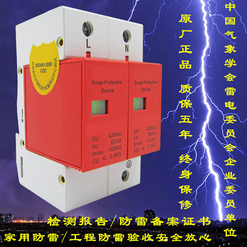 一级电源防雷器100KA  单相电源防D雷模块220V避雷器 浪涌保护器2