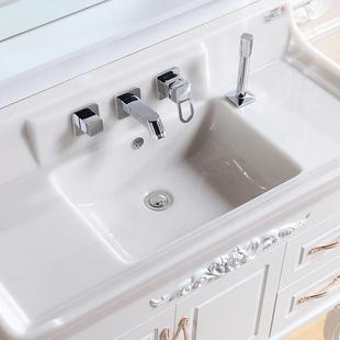 冷热分体面盆浴室柜配件入墙式水龙头三四件套挂抽拉式全铜洗脸盆