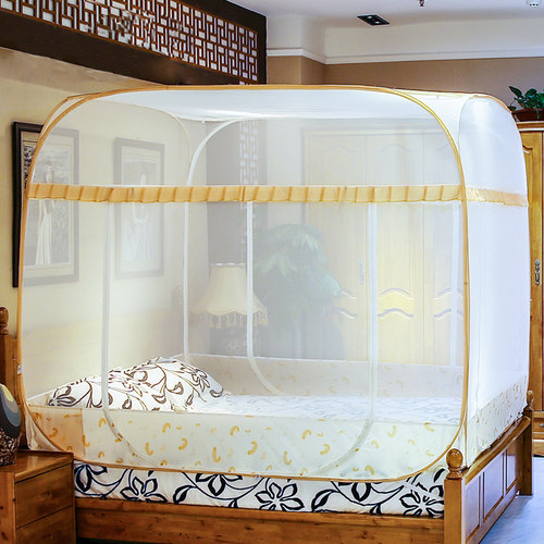 蚊帐蒙古包免安装k1.5床三门1.8m家用儿童防摔2米加密加厚纹账