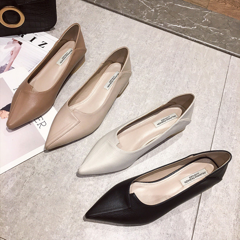 高跟鞋女春秋新款单鞋2021新款中跟粗跟网红尖头奶奶鞋晚晚鞋子女