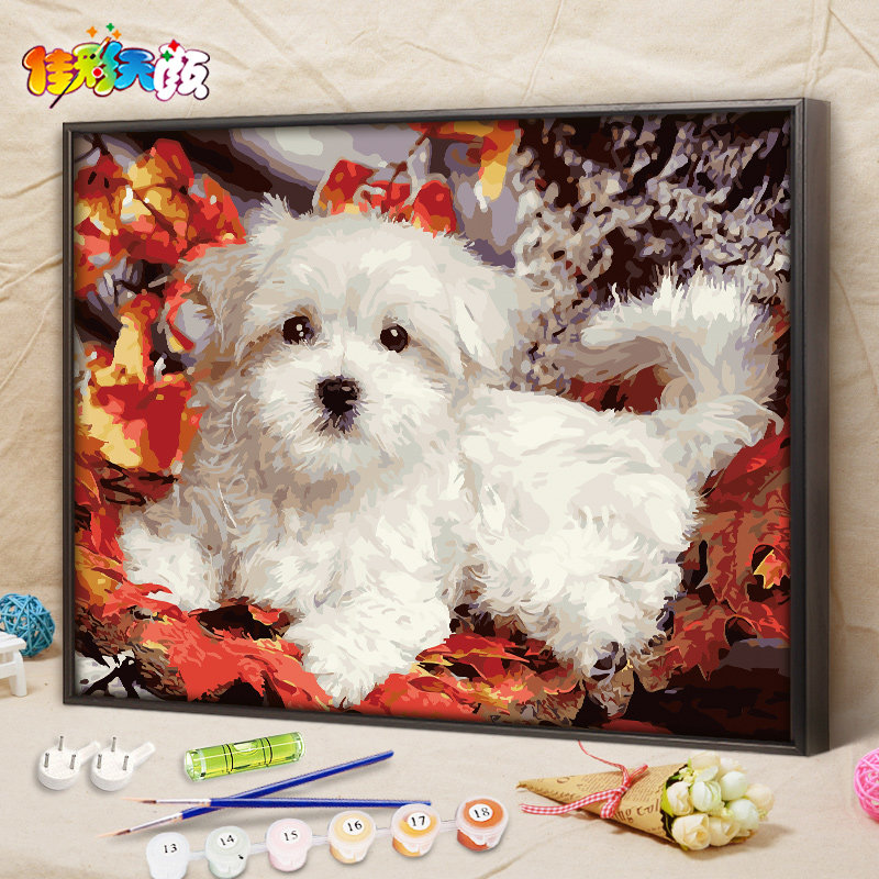 佳彩天颜 di数字油画动物卡通儿童手绘填填充涂色数码装饰油彩狗,家居饰品,DIY/数字油画,淘宝优惠券,粉丝福利购,淘宝优惠卷