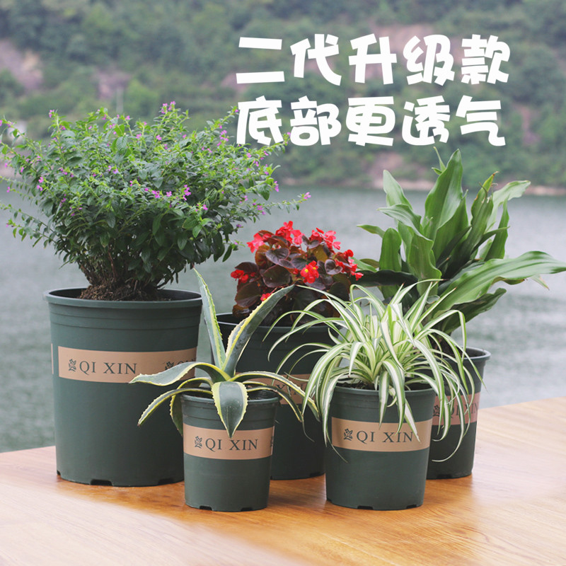 新款加仑花盆15 2 3加仑盆二代特大加厚圆形塑料阳台多肉绿萝矮胖