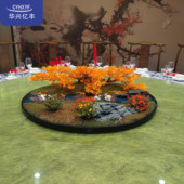 酒店大圆桌餐桌创意摆件包厢餐桌花摆花轻奢假花中间装 饰摆设桌面