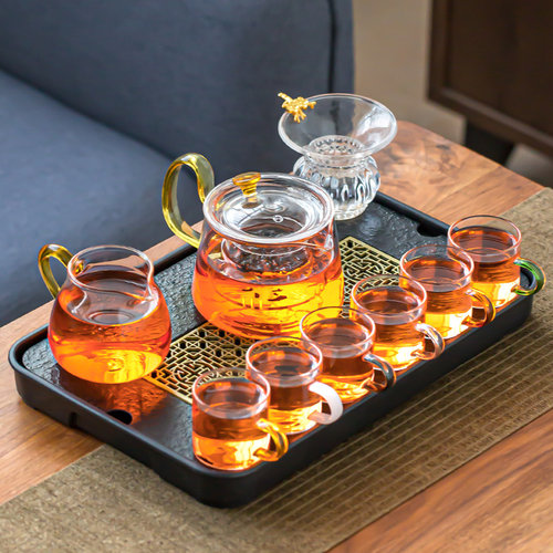 耐热透明玻璃茶具套装家用客厅功夫茶杯过滤茶壶办公室会客泡茶器