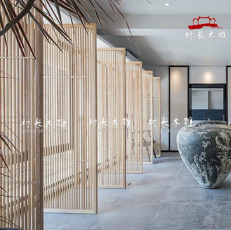 木雕花格隔断玄关遮m挡装饰座屏中式仿古镂空实木电视背景墙屏风