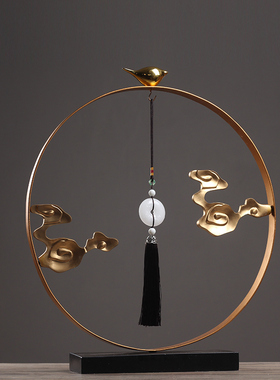 新中式创意玄关样板房软装饰品 禅意家居客厅酒柜酒店工艺品摆件