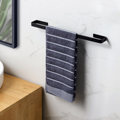 免打孔不锈钢毛巾架毛巾杆单杆卫生间挂杆挂毛巾挂架浴室挂件黑色