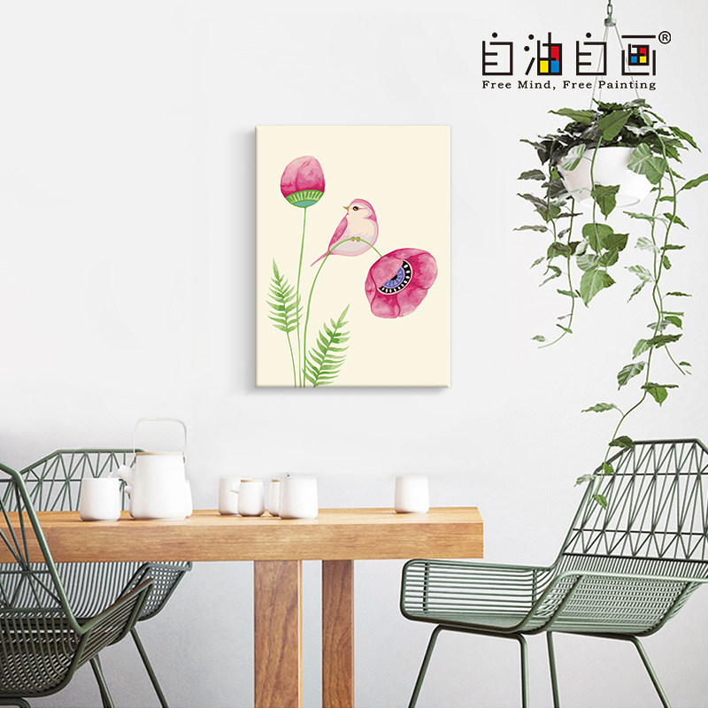 自油自画 diy数字油画 客厅卧室花卉动物手工手绘装饰画 静静凝望