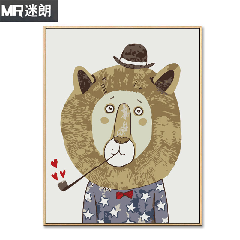 迷朗diy数字油画客厅餐厅动物卡通简约数码填色手工绘油彩装饰画图片