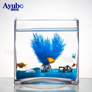 正方形玻璃鱼缸中小型金鱼缸客厅懒人桌面乌龟缸造景迷你水族箱