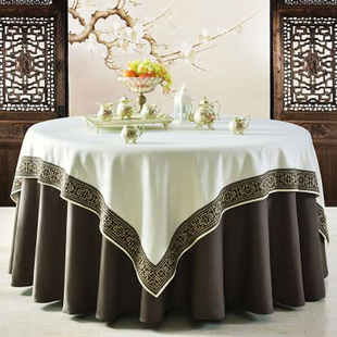 酒店大圆桌布餐厅圆台布饭店餐桌布圆形家用圆桌餐布酒店桌布 中式