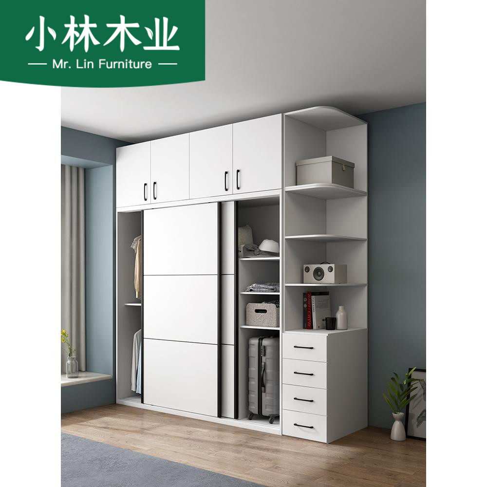 衣柜现代简约e滑门大衣橱整体推拉门组装家用小户型滑门移门衣帽