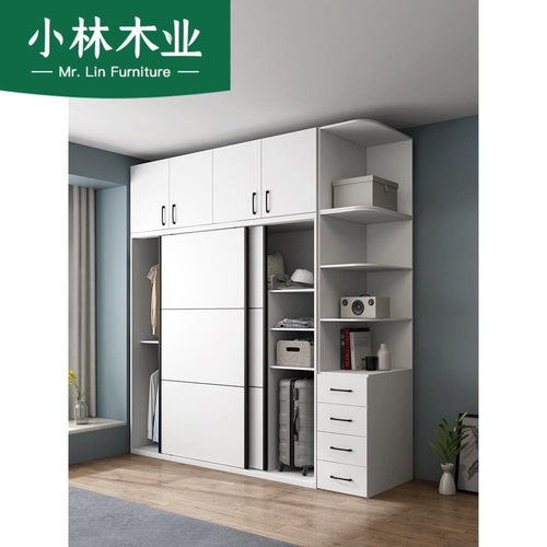 衣柜现代简约e滑门大衣橱整体推拉门组装家用小户型滑门移门衣帽
