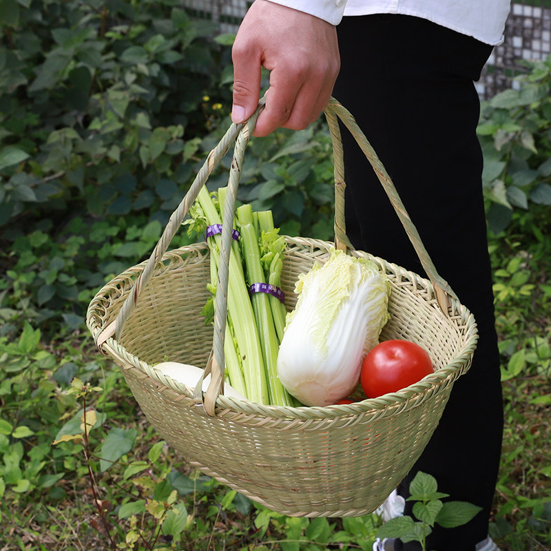 竹编草莓篮竹篮子菜篮大果篮买菜篮子竹编制品手提V篮礼品篮环保