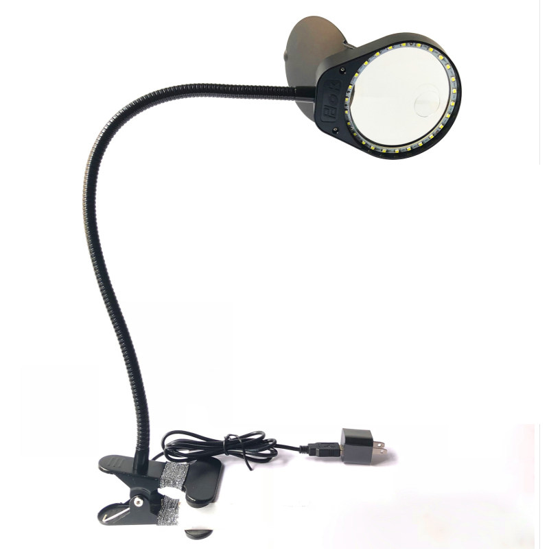 智塑子母镜片台夹式放大镜老人阅读手机维修夹台式10倍放大镜带le