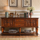 欧式 乡村实木两抽两斗镂空玄关桌门厅玄关台玄关柜子长台案台 美式