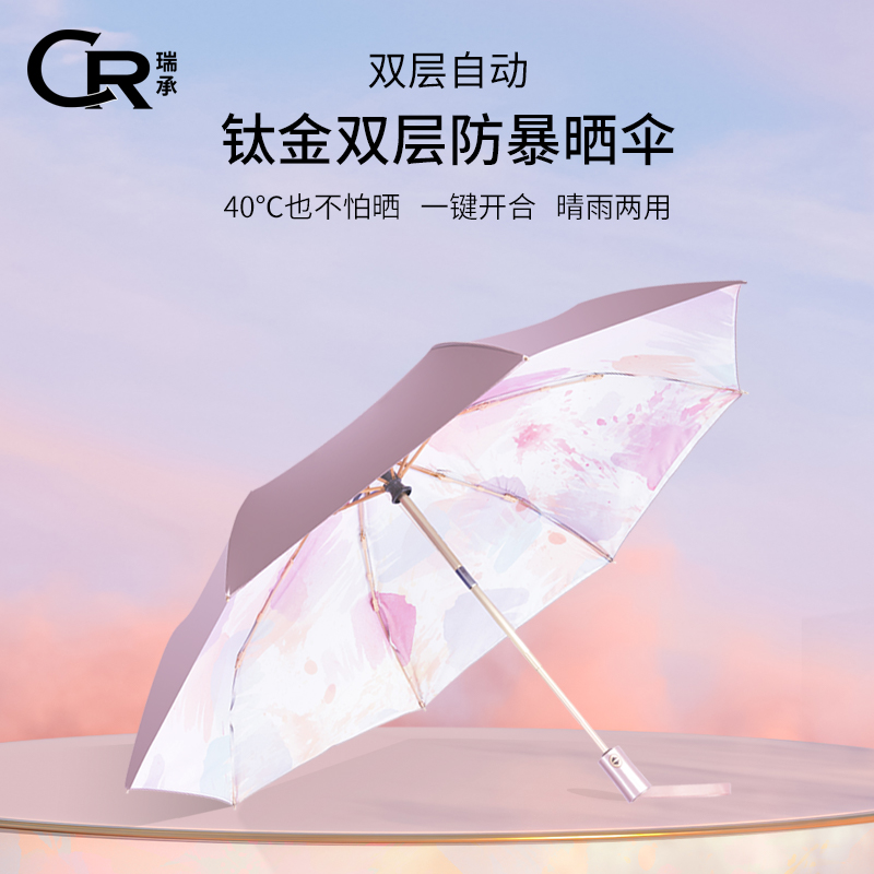 德国全自动双层太阳伞女超u强防紫外线折叠雨伞晴雨两用防晒遮阳