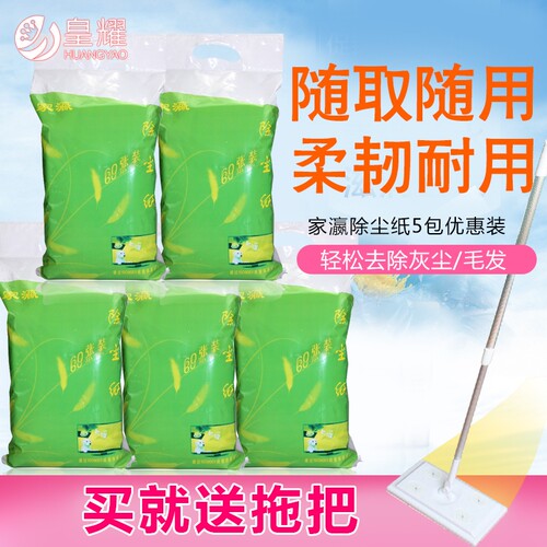 家瀛静电除尘纸 粘尘纸粘毛纸加厚装5包送拖把清洁套装
