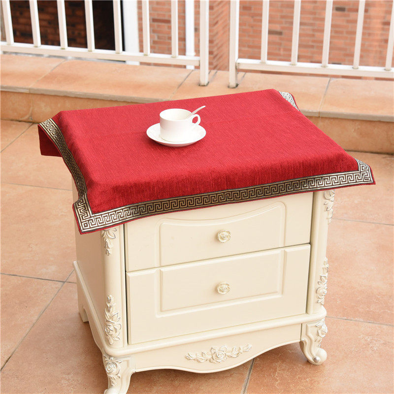 红色小盖布 微波炉布艺床头柜罩防尘罩洗衣机T电视机盖巾桌布