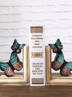 美式家居装饰书立工艺品 创意书靠书架书柜书房欧式摆件复古书挡