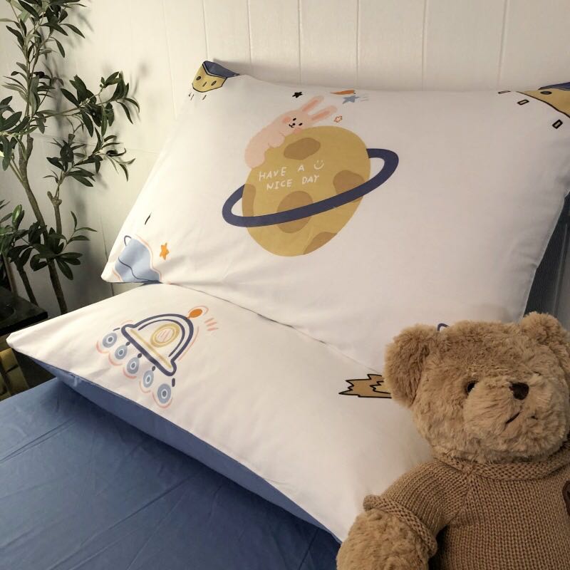 太空宇宙飞船床单四件套全棉被单被套宿舍单人三件套纯棉床品套件