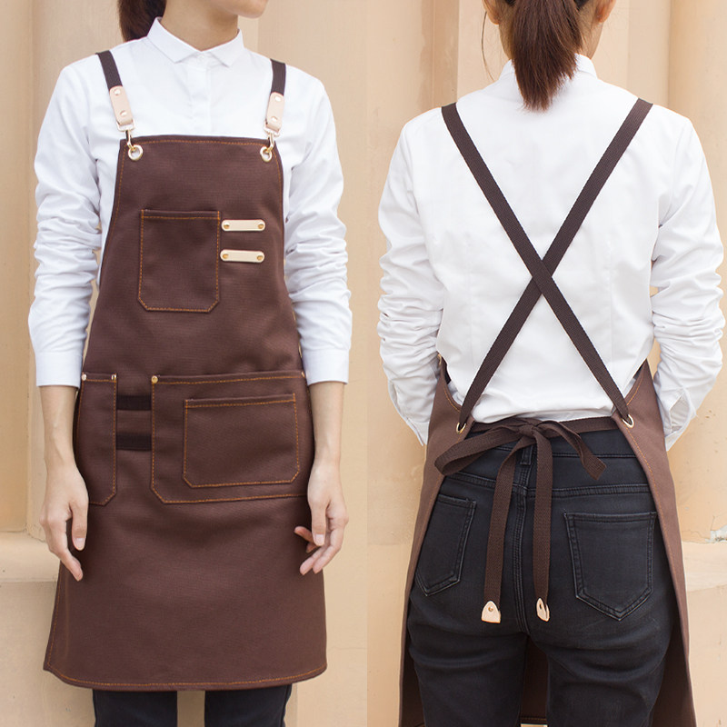 防水家用厨房围裙工作服定制logo咖啡师奶茶店烘焙时尚韩版简约女