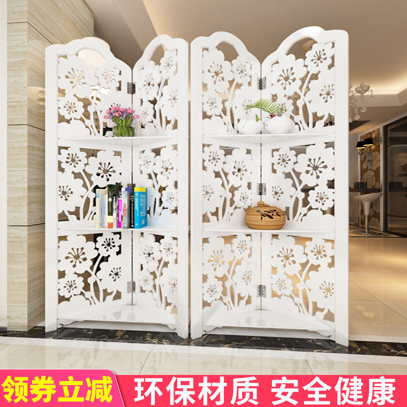 屏风隔断时尚玄关白色折屏雕花客厅卧室酒店简约现代镂Z空折叠移