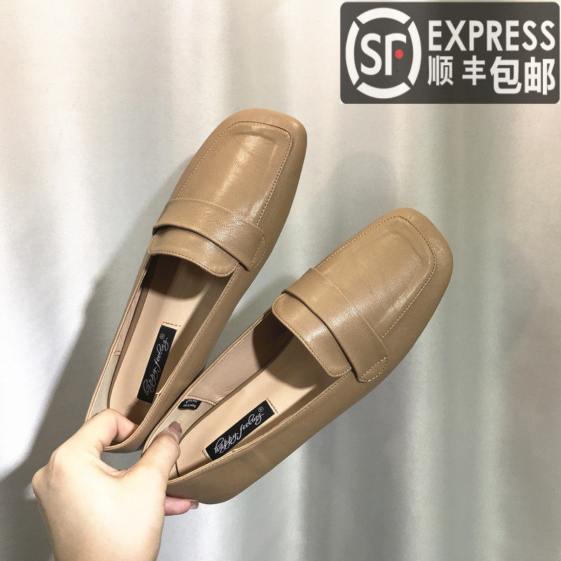 英伦风小皮鞋单鞋套脚乐福鞋韩版B春秋简约学院风学生百搭平底女