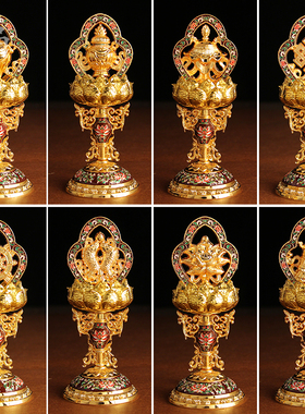 憬鸿彩绘八吉祥摆件密宗法器吉祥八宝组合套装八供品佛像家用大号