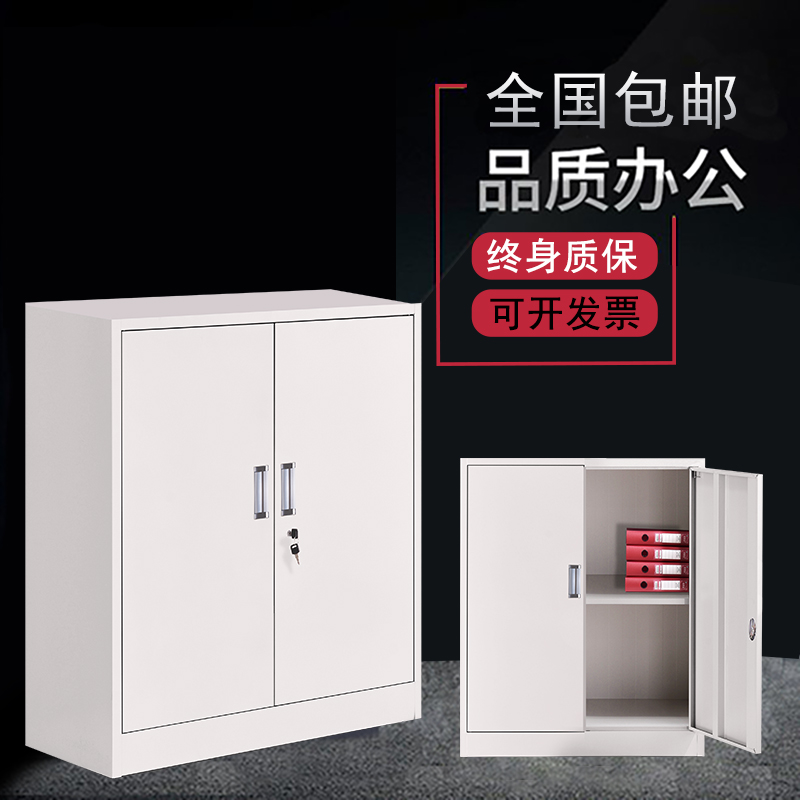 分双下节铁c门对开矮柜办公铁皮文件柜带锁资料档案柜子凭证图书