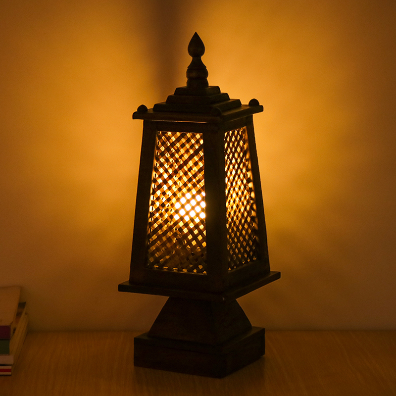 泰国竹编台灯 创意家居卧室床头灯复古护眼书房灯仿古桌小夜灯具