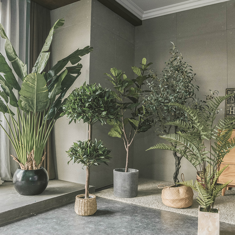 仿真植物装饰花假树大型懒人绿植北欧盆栽落地软装客X厅琴叶榕绿