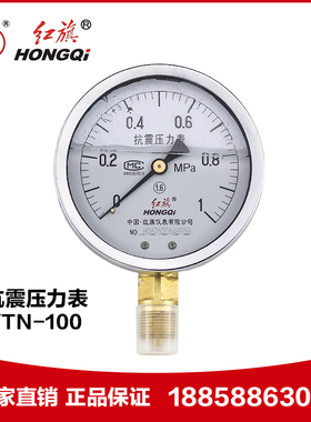 红旗仪表 耐震防震抗震压力表YyTN-100 0-1MPa充油压力表