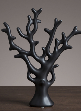 北欧简约客厅摆件电视柜酒u柜玄关工艺品创意陶瓷发财树摆件办公