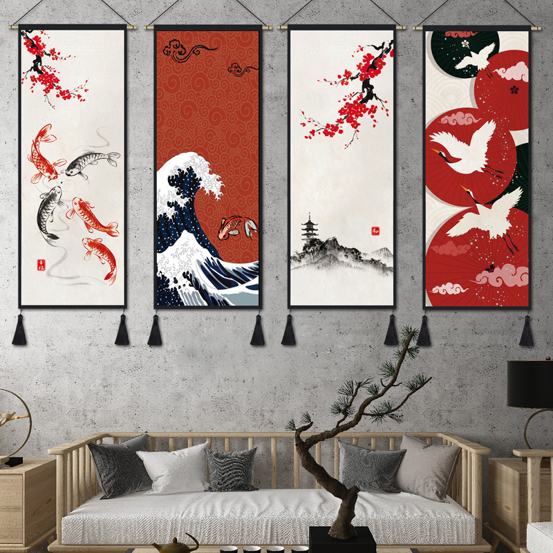 日式挂旗挂毯布艺挂画卧室布画客厅墙面装饰画玄关壁毯民宿挂布图片