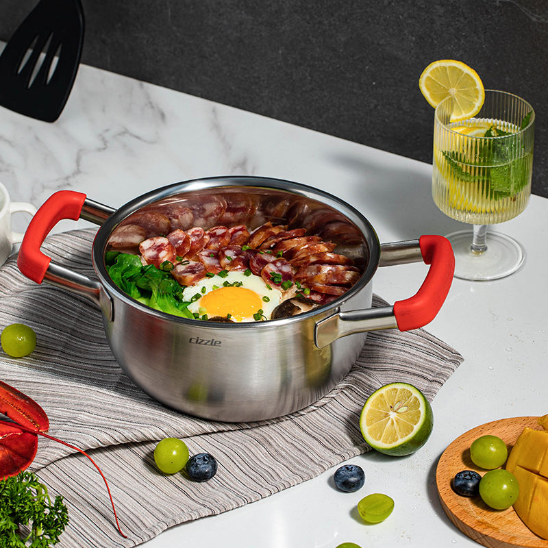 cizzle喜时小红柄元气宝藏锅304不锈钢多功能煮粥煲双耳汤锅家用
