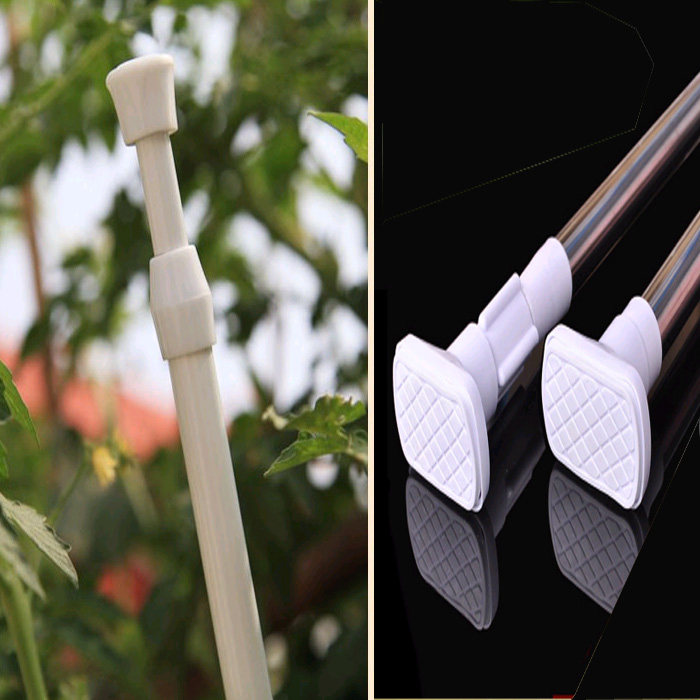 窗帘杆子白色烤漆伸缩杆不锈钢窗帘杆免打孔安装拉杆穿门帘申缩杆